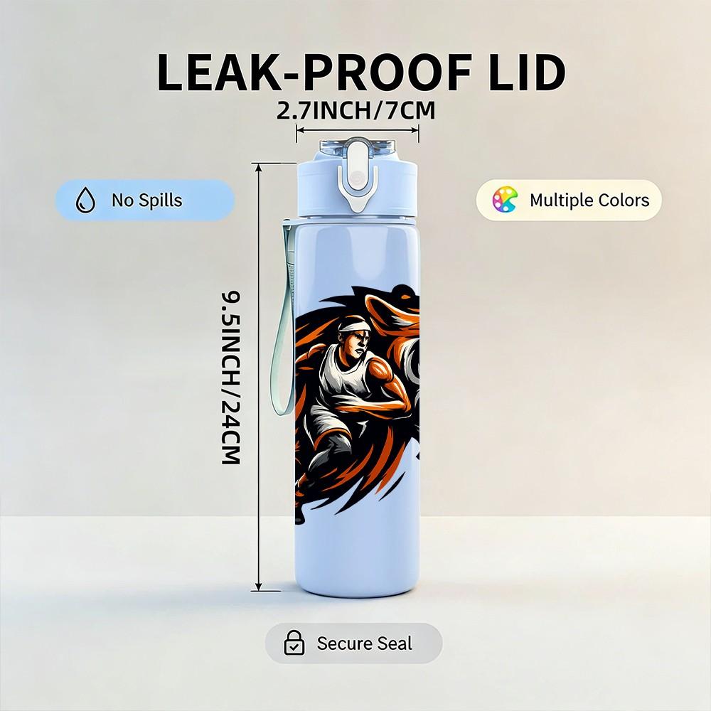 1PC Fierce Tiger Head Wild Animal Pattern 750ml Color Plastic Sports Water Bottle Leakproof Flip Straw Lid Suitable for Sports Office Home Use