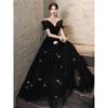 Black Evening Dress High End Skirt Light Dress Black Dress Host Sexy Strapless Dress