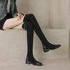 Krazing Pot Flock Autumn Winter Shoes Thick Heels Size 43 Long Boots Black Brown Stretch Over-the-knee Boots