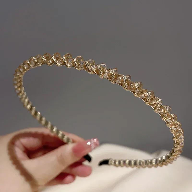 Fashion Crystal Bezel Headwear Women Headband Girls Vintage Hair Hoops Hair Accessories Hairband for Women