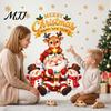 Cute Cartoon Christmas Window Ornaments Santa Claus and Deer Wall Sticker, Waterproof PVC Decal for Holiday Easy Install Seasonal Clings Decoration,