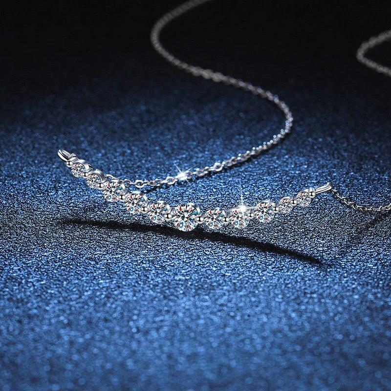 Full D Color Moissanite Pendant Necklace Original 925 Sterling Sliver Chain Plated 18k White Gold Necklaces for Women