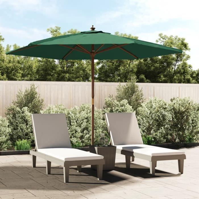 VidaXL Parasol de jardin avec mât en bois vert 299x240 cm 363168