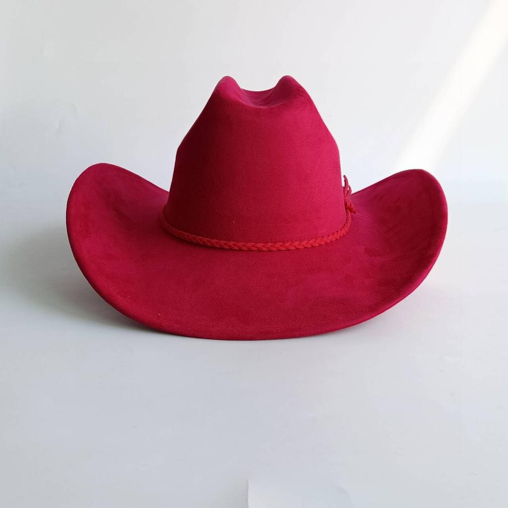 Vegan Suede Wide Brim Rancher Hat Metal Buckle Boot Accessories for Men and Women Cowboy Hat Cattleman Style Unisex Fedora