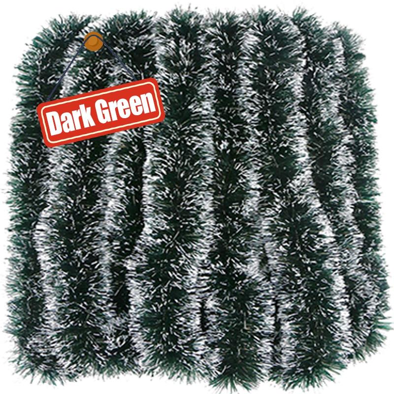 

2026 Dark Green Tinsel Ribbons Garland Christmas Xmas Tree Hanging Pendent Ornament Cane Ribbon DIY Wreath Party Decor New Year 2M- (1strip) темно-зеленого