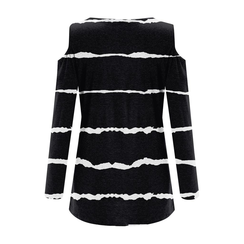 Women's Shirt Blouse Fashion Casual V Neck Print Sexy Off-the-shoulder Long Sleeve Tops