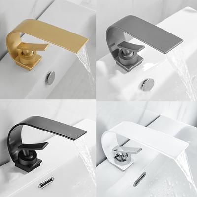 Basin Faucets Fashion Waterfall White Bathroom Faucet Hot and Cold Single Handle Basin Mixer Tap Bath Sink Water Crane