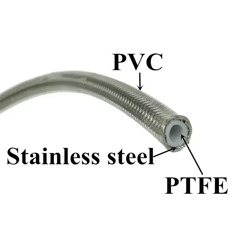 5M AN3 Motorcycle Braided PVC Stainless Steel PTFE Brake Line Hose FLUID HYDRAULIC Hose Racing Bike Brake Gas Oil Fuel Tube Pipe