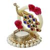 Metal Peacock Floral Decorative Tea Light Candle Holder for Diwali, Navratri, Ganesh Chaturthi, Christmas, New Year