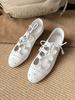 Fashion Women Solid Polka Dot Hollow Cross-Tied Sewing Lace-Up Woman Loafers Mules Mary Janes Ballet Dance Shoes Brogue Flats Summer
