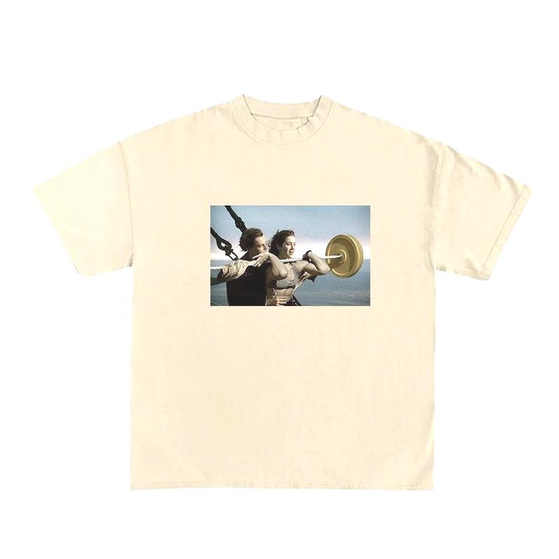 Herbst und Winter 2025 Schweres Reine Baumwolle Trendmarke Parodie Lustiger Druck T-Shirt Herren und Damen Locker und Vielseitig T-Shirt