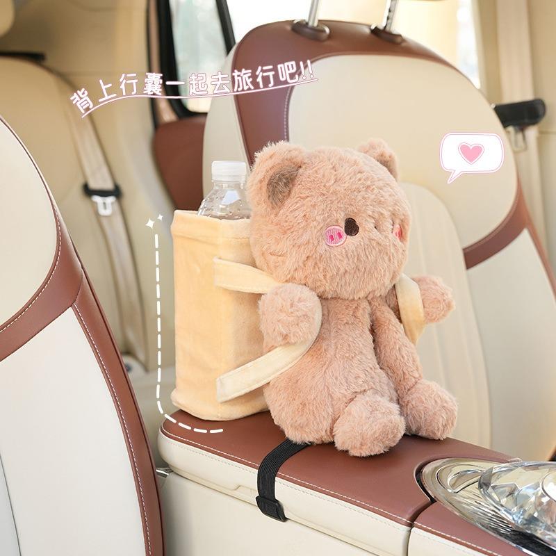 Cute Cartoon Capybara Plush Car Tissue Box Storage Bucket