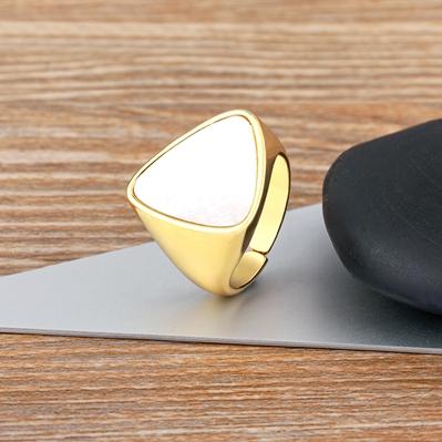 

Nidin New Arrival Gold Plated Triangle and Rectangle Style Open Ring Charm Fashion Engagement Wedding Jewelry Gift Bijoux Femme