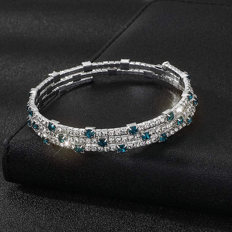 Rhinestone Open Bracelet Gold Silver Diamond Set Elastic Bracelet Bridal Fashion Full Diamond Grab Chain Bracelet