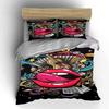 Pink lips, guitar, swirls. Bedding sets Duvet cover sets Duvet covers Pillowcases(1 * Duvet Cover 2 * Pillowcases without duvet insert)