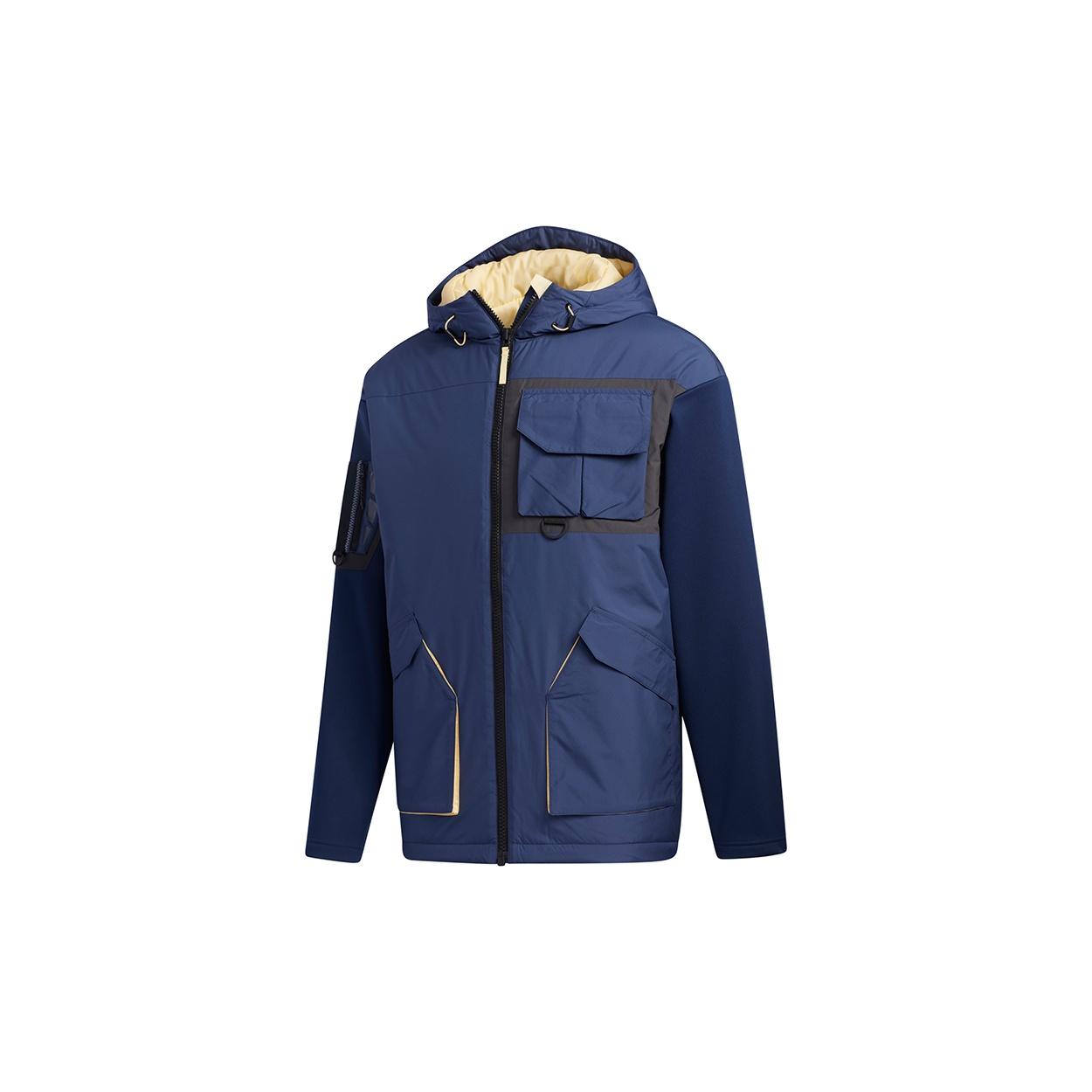 adidas Urban Pad Jkt Outdoor Sports Hooded Jacket Navy Blue Men s GV3517 XL