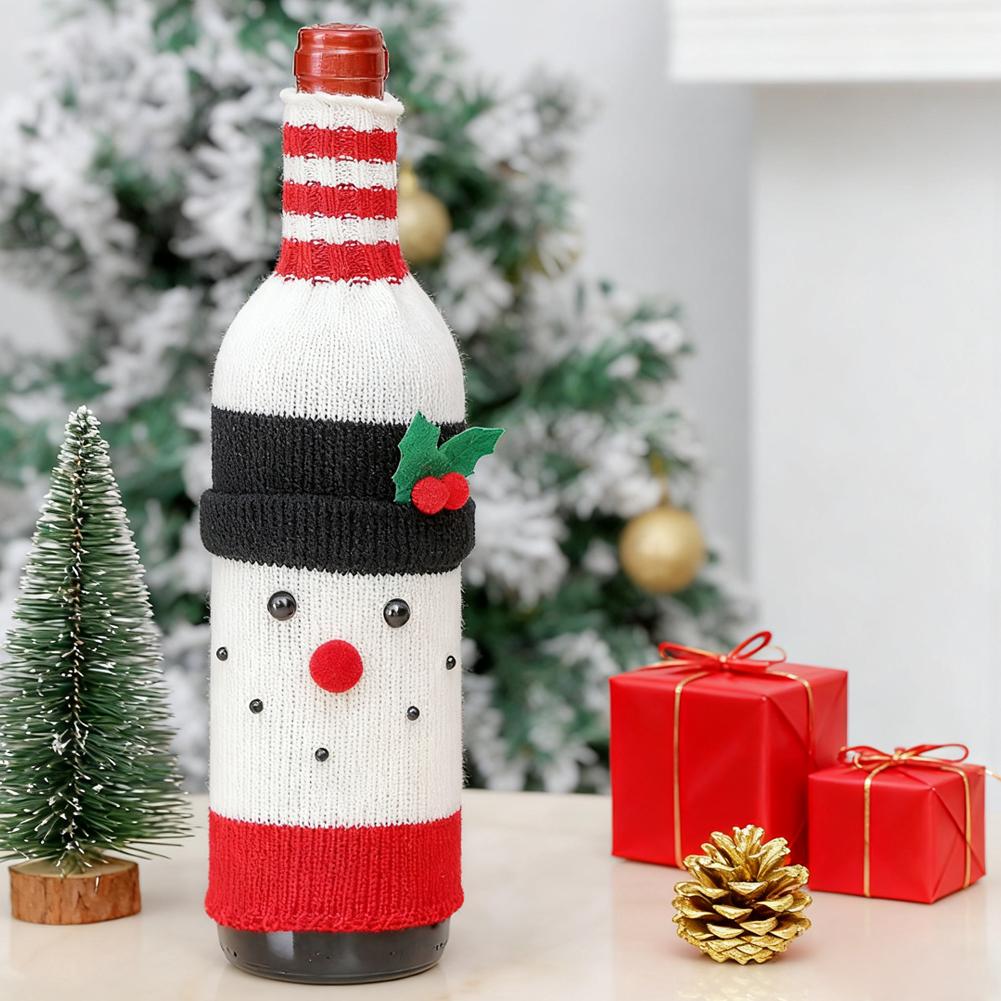 Vánoční sada obalů na láhve Santa Sněhulák Tkané sáčky na láhve na vánoční večírek Dekorace jídelního stolu Novoroční dárky