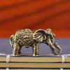 Mini Brass Auspicious Elephant Figurine Vintage Lucky Statue Desktop Decor Creative Metal Ornament Wealth Art Gift