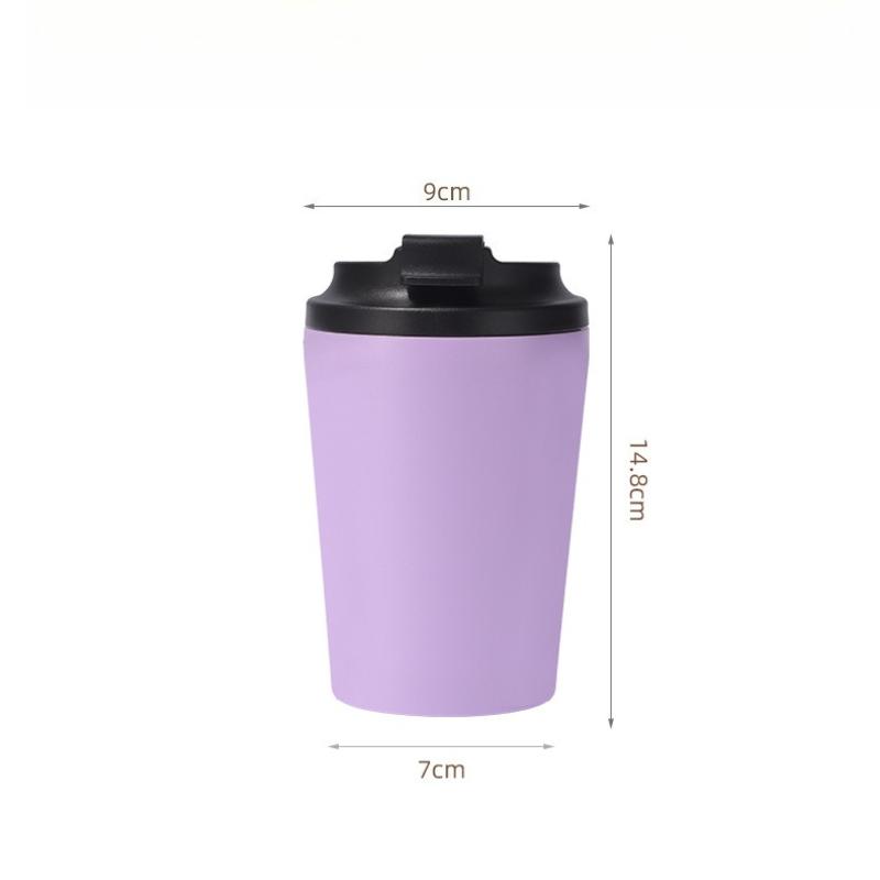350ml Matte Solid Color 304 Stainless Steel Coffee Tumbler, Scale Mark Insulated Travel Mug with Flip Lid for Car Office Commute