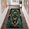 Hand Tufted Wool Runner Rug, Modern Geometric Teal Brown for Hallway Home Decor