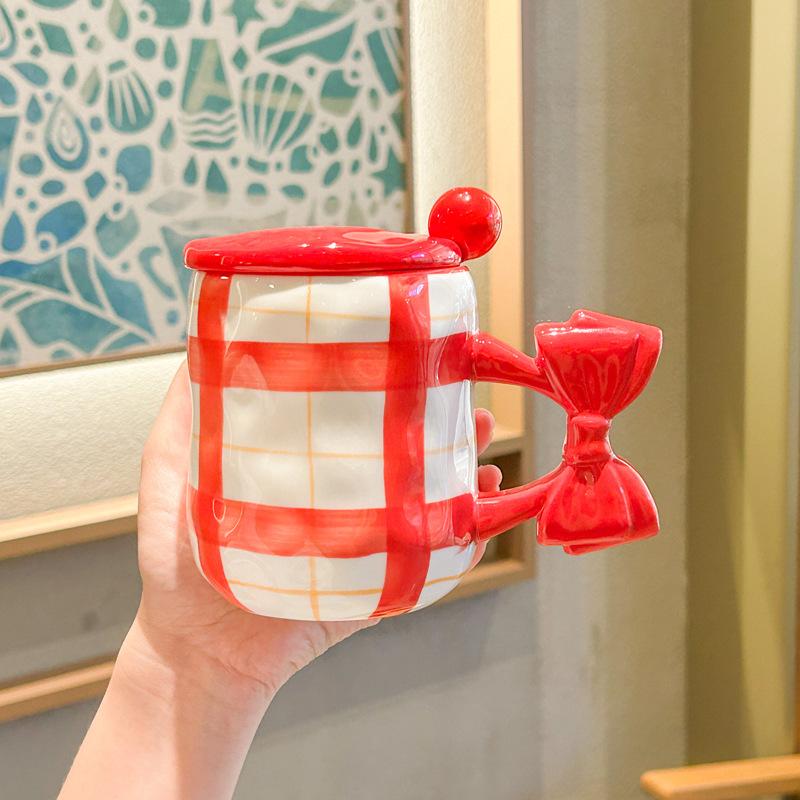 

Кружка высокой ценности с крышкой и ложкой, милая, для пары, кофейная чашка, для офиса, дома, керамическая чашка для питья 401-500ml