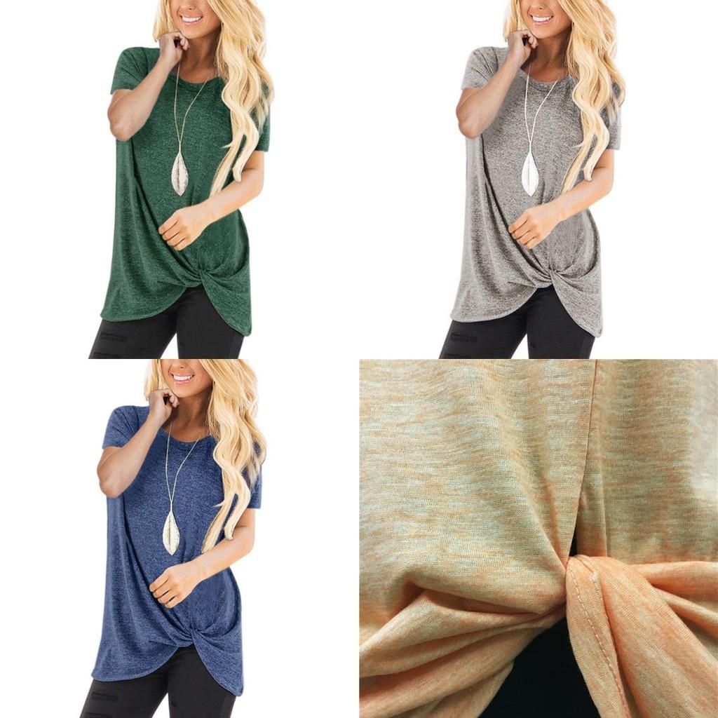 Stylish Women's Tunic Tops Short Sleeve Summer Loose Blouse Plus Size Shirt T-shirt