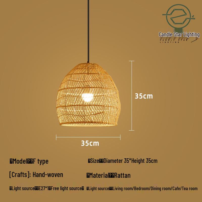Zen Style Bamboo Rattan Pendant Light for Tea Rooms and Restaurants