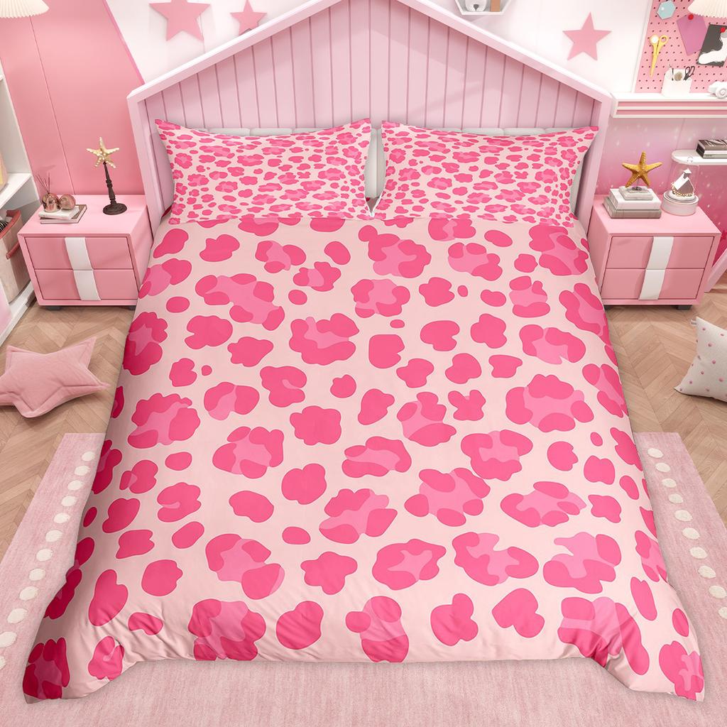 Homewish Chic Leopard Print Duvet Cover Set Animal Printed Comforter Cover Set Wildlife Cheetah Patchwork Bedding Set