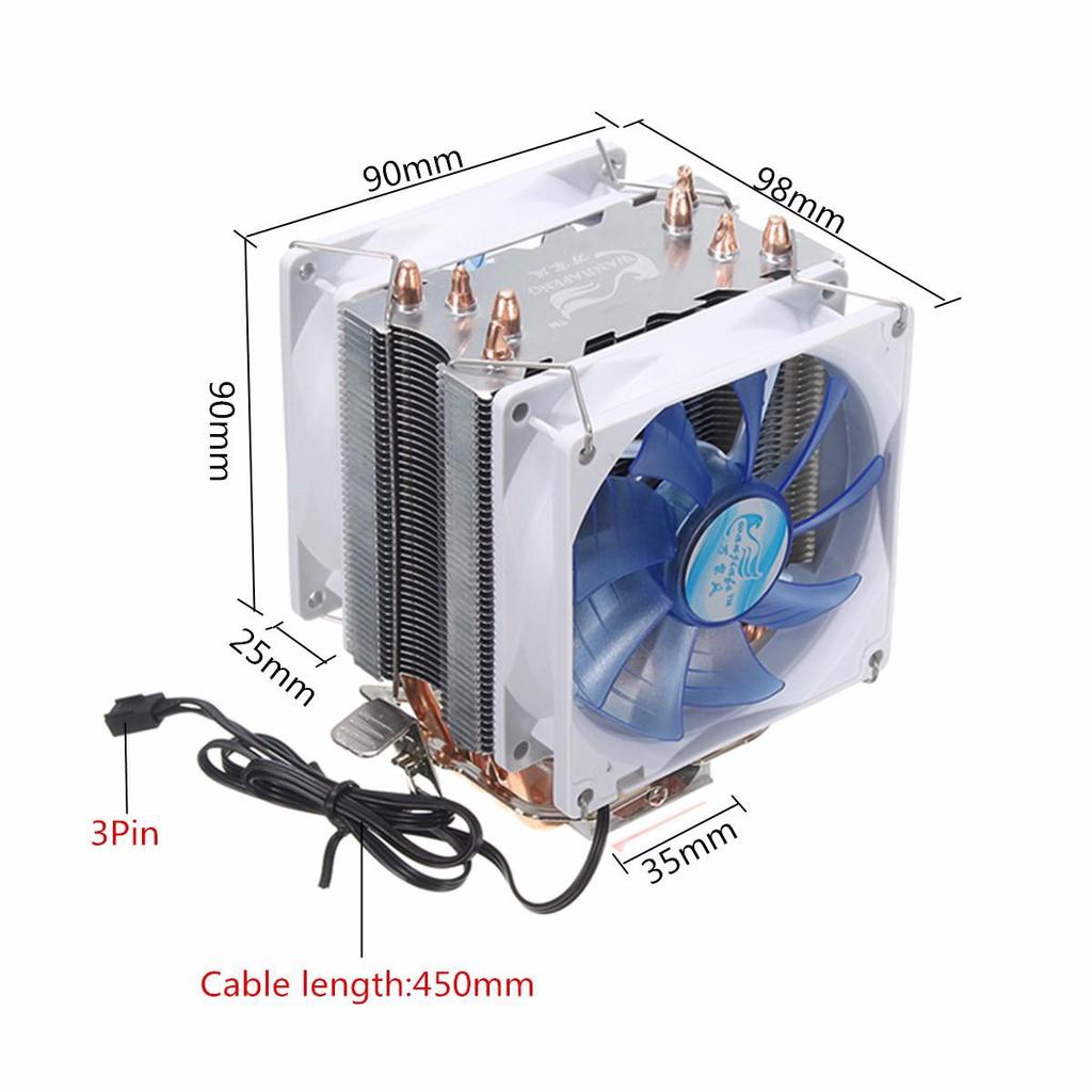 12V DC LED Copper CPU Cooler Fan Heatsink for Intel LGA775 1156 1155 ...