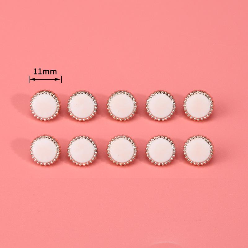 Pearl Button Versatile Round Shirt Button Top Cardigan Shirt Delicate Button Women'S Clothing Decoration