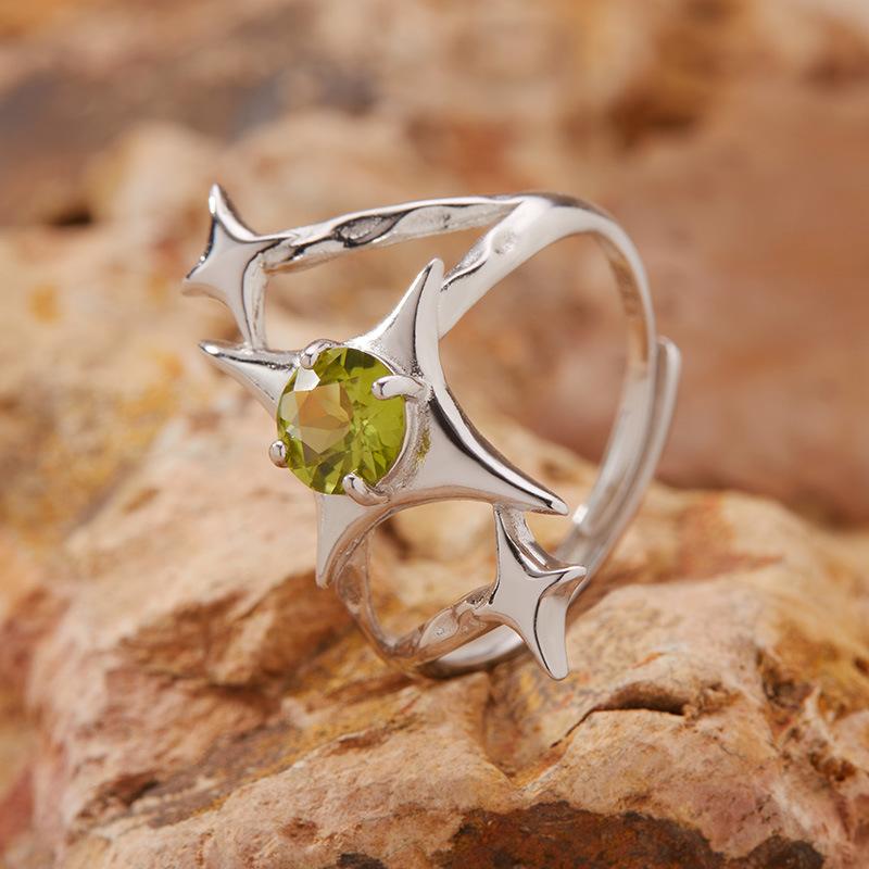 Mangxing Natural Amethyst Topaz Garnet Peridot Ring Women'S S925 Silver Jewelry