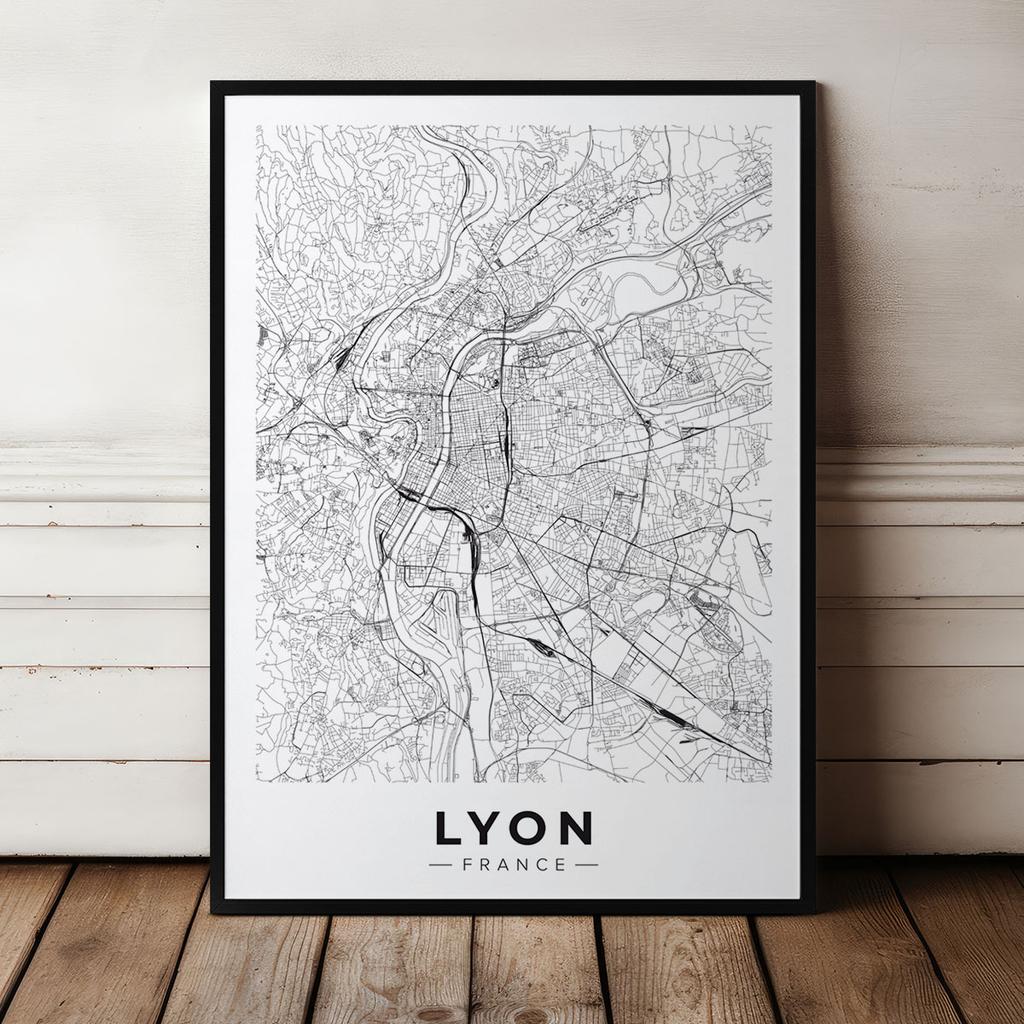 Poster Lyon City Map In a Frame
