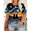 Fashion Women's Crew Neck Short Sleeve 3D Casual Color Printing Casual Short Sleeve Crew Neck T-Shirt