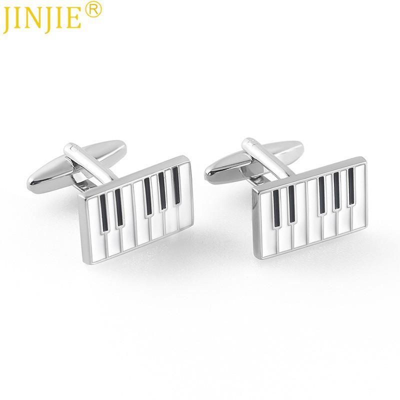 High End Baked Paint Piano Key Metal Cufflinks Men's French Shirt