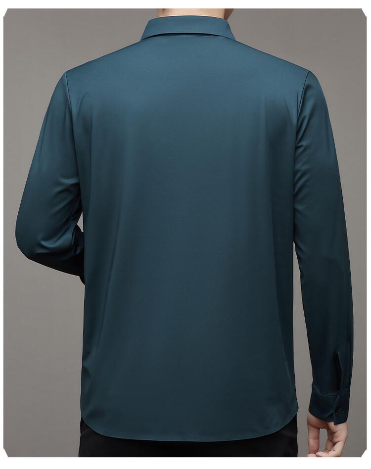 2025 Spring Men's Light Luxury Long-Sleeve Seamless Business Shirt - Solid Color