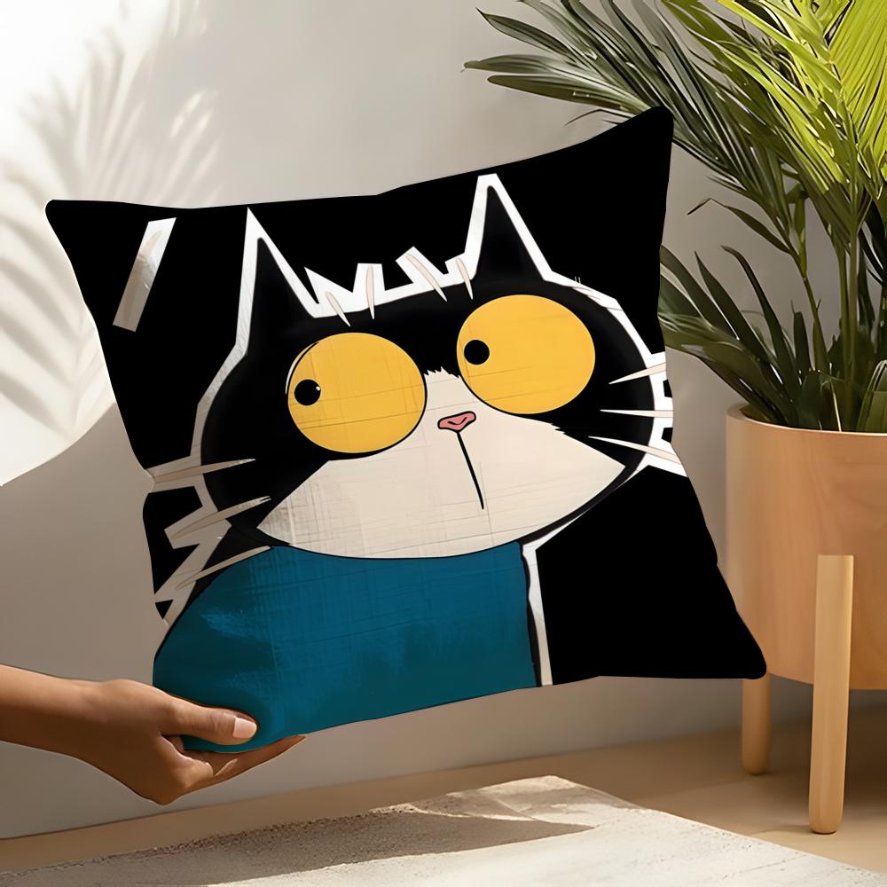 3 Funny And Silly Cat Pattern Pillow Case Home Living Room Decoration Linen Pillowcover Pillow Cases Cushion Cover