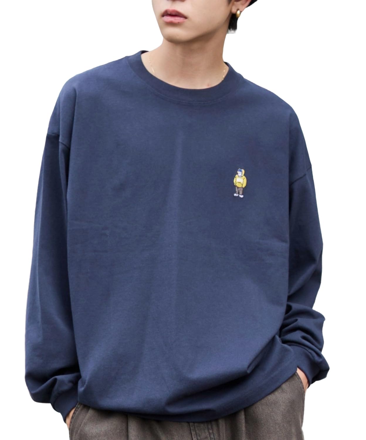 

WEGO Long Sleeve with a BENDAVIS Perfect for Fall and and Size Navy Men s T-Shirt, Custom-Made One-Point Design, Winter, Streetwear, Gifts, M,