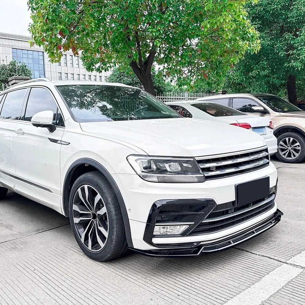 For Volkswagen Tiguan MK2 Rline 2017 2018 2019 2020 Automobile Front Bumper Splitter Lip Spoiler Decoration Modification Kit