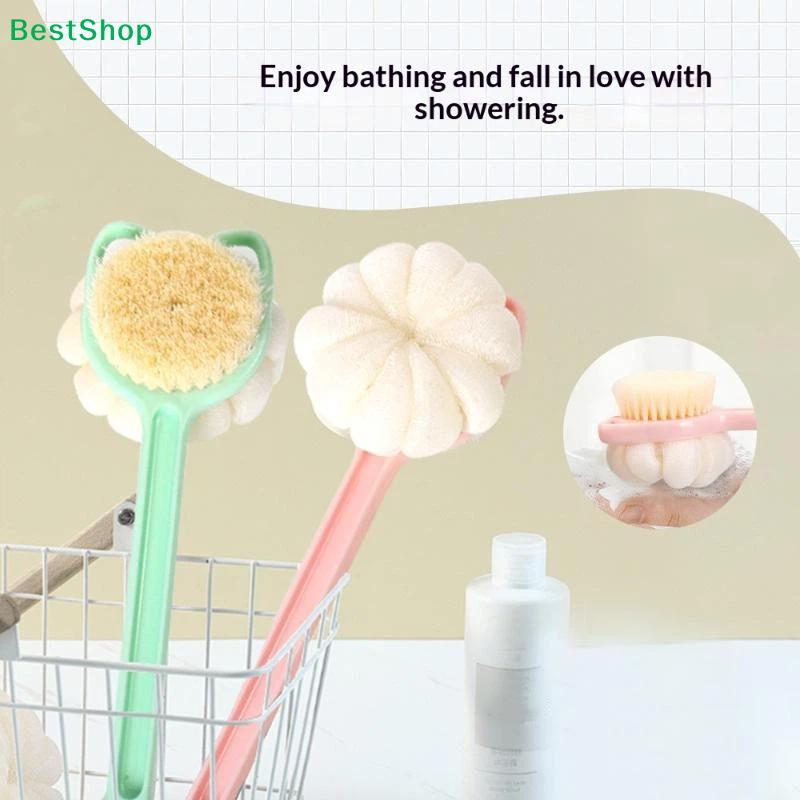 Long Handle Exfoliating Shower Brush Soft Body Scrubber Double Sided Back Cleaning Dirt Remover Massage Bathing Skin Care