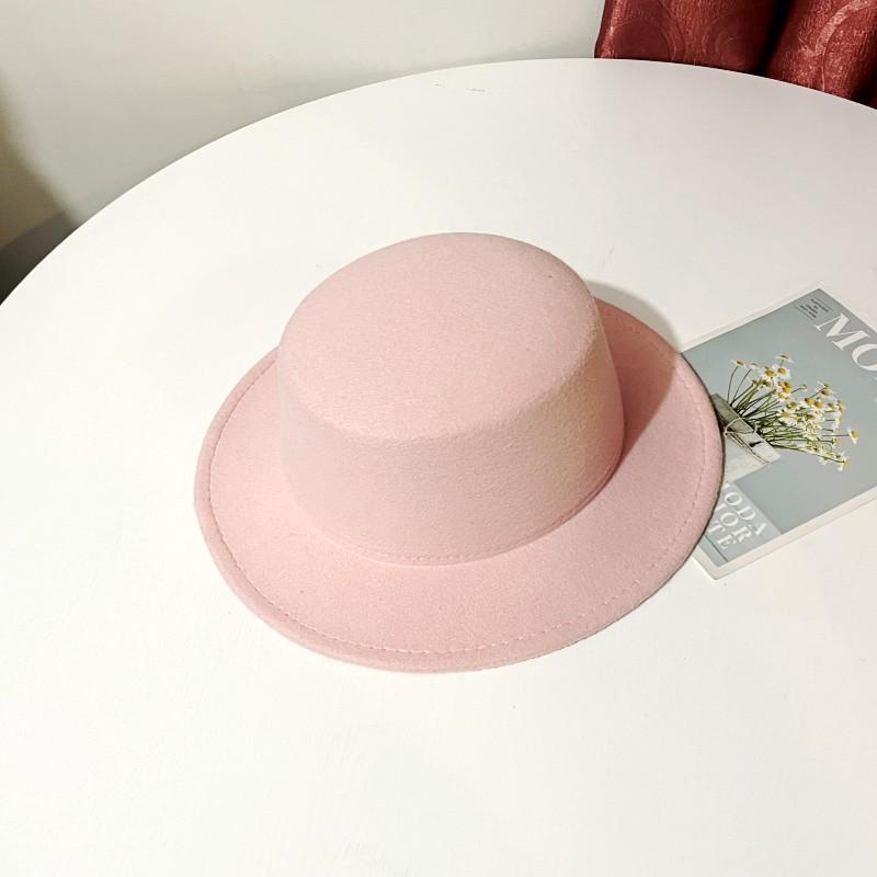 British Black Woolen Hat Men's Fashion Trendy Casual Versatile Stage Hat Men's Performance Flat Top Hat Women