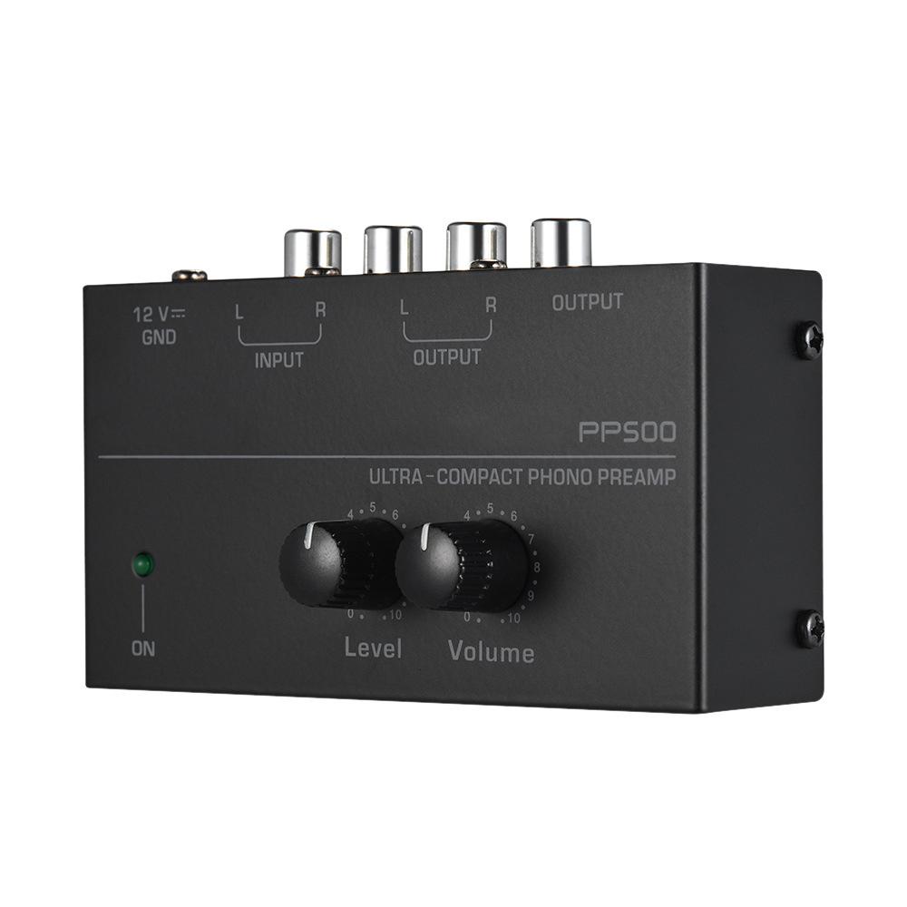 PP500 Ultra-Compact Phono Preamp with Treble Balance Volume Adjustment -Amp Turntable Preamplificador with EU US Plug