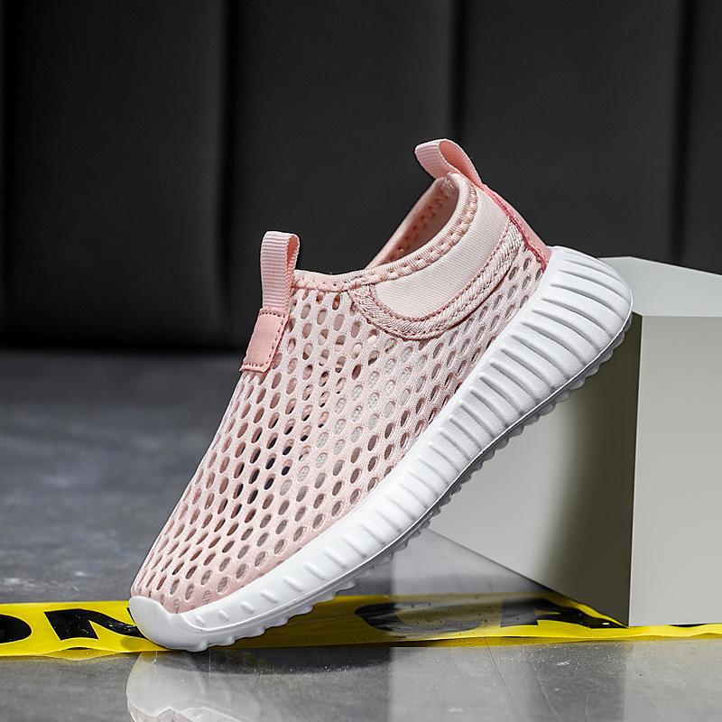 

Дышащие сетчатые слипоны для девочек, полые кроссовки для бега для малышей и больших детей 39 розовый