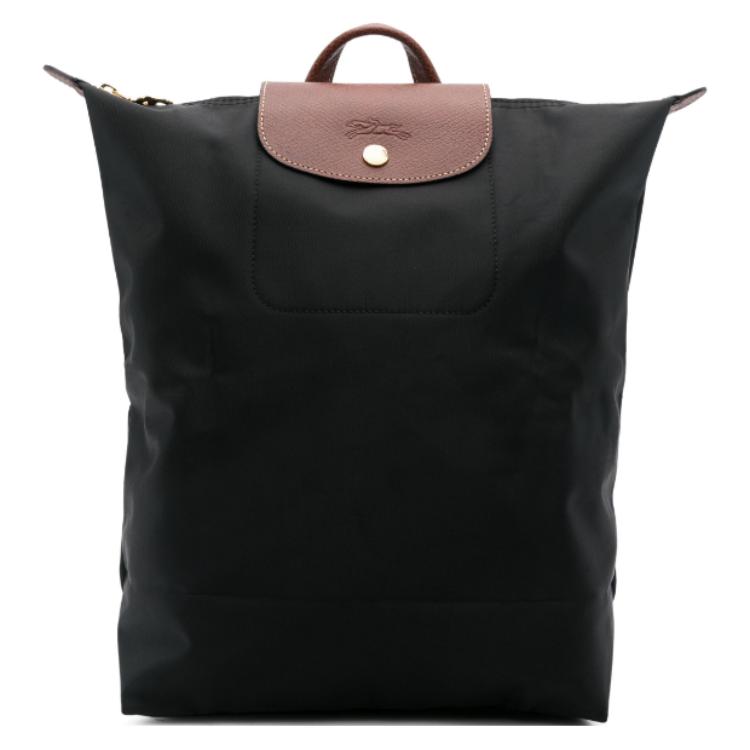 Longchamp Le Pliage Original Struktur Logo Verstellbarer Breiter Schultergurt Nylon Tragetasche Rucksack Damen Rucksack Schwarz 10284089001