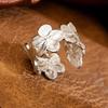 Adjustable Ring Petal Shape Comfortable Anti-Oxidation Ring Lightweight Exquisite Drawing Process Jewelry Ring