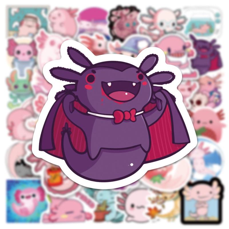 50pcs Axolotl Stickers Waterproof Reusable Adhesive For Laptop/phone/suitcase