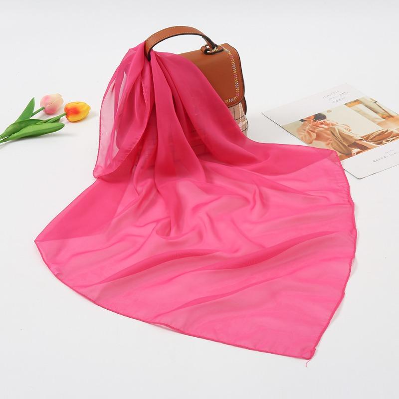 Summer Fashion Solid Color Chiffon Silk Scarf Women, Candy Color Multi-color Decorative Scarf Square Scarf Kindergarten Gift