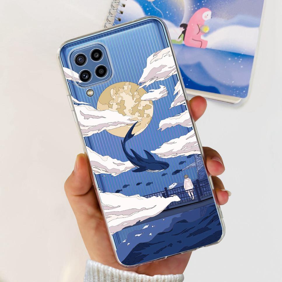 For Samsung Galaxy M32 4G Case New Floral Print TPU Soft Silicon Cover For Samsung M32 M 32 SM-M325FV Cute Cat Phone Case Fundas