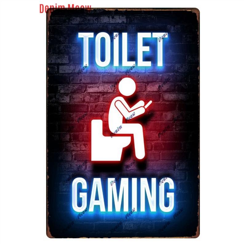 Funny Personalized Washroom, Metal Tin Signs, Vintage Toilet Sign, WC Lavatory Wall Art, Bathroom Decor, Restroom Plates, WY156