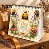 Office Schedule Planning Tool 2027 Bee Themed Desktop Calendar, Spiral Binding And Thickened Cute Illustration Stationery Paper Planner, Decorative