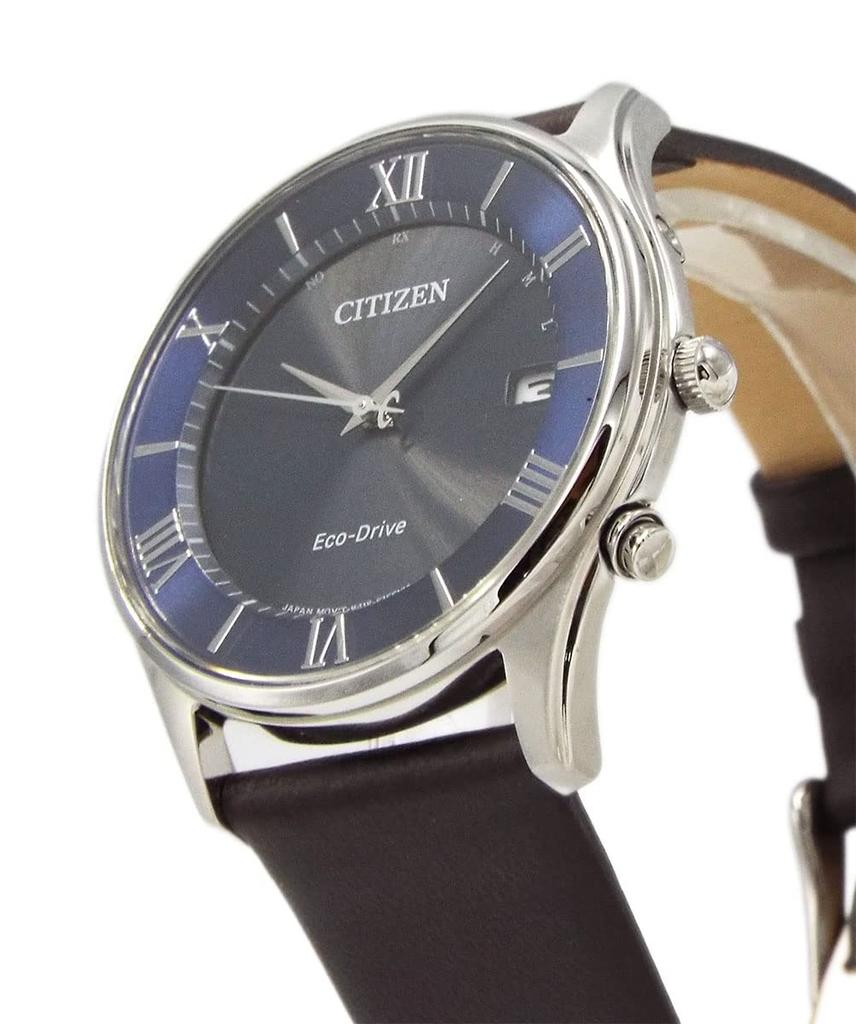 Citizen Eco-Drive Radio-Controlled Watch AS1060 Men Solar Powered Genuine Leather Strap Replacement Strap Included Blue